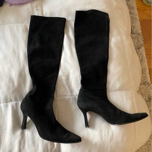 Stuart Weitzman Black Suede Knee High Boots